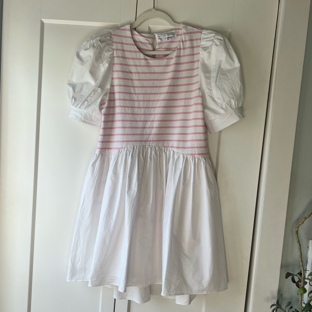 English Factory Knit Combo Dress - Pink/White